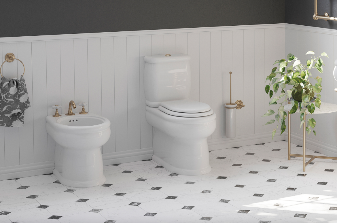 Imagen de WC cerámica a suelo con cisterna Romantica de Retrotimes estilo Vintage