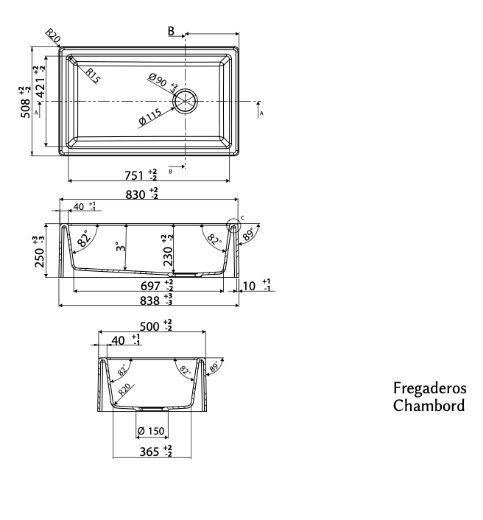 medidas fregadero granito Philippe Luisigranit I