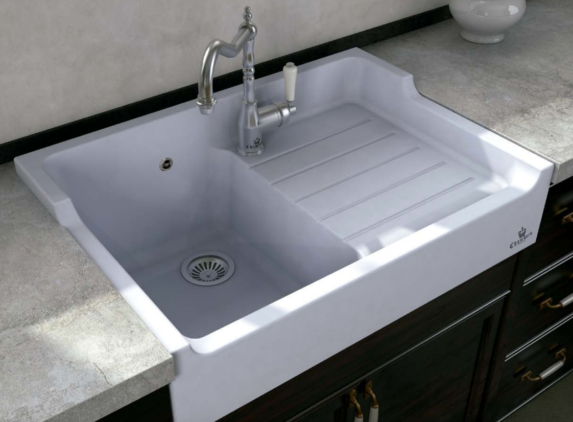 imagen fregadero cerámica con escurridor François Luisiceram estilo vintage