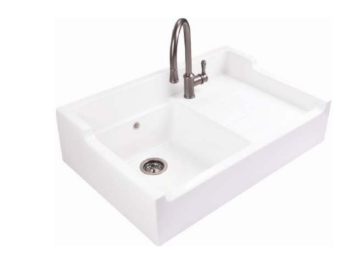 vista fregadero cerámica con escurridor François Luisiceram estilo vintage