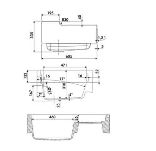 medidas fregadero cerámica con escurridor François Luisiceram