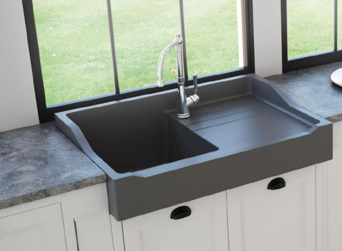 imagen fregadero con escurridor François Luisigranit en gris titanio