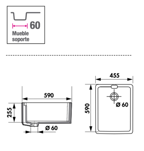 medidas fregadero cocina cerámica Clovis Luisiceram estilo Vintage