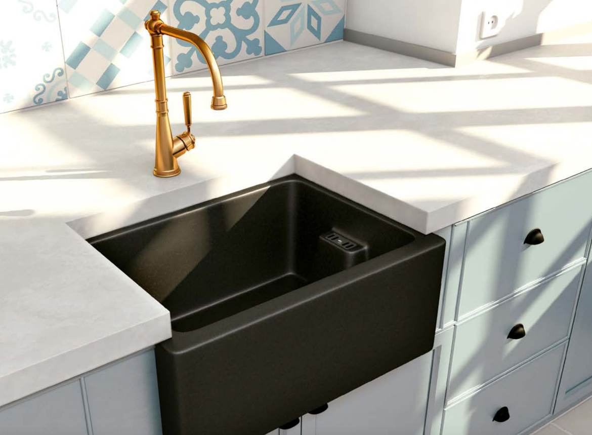 imagen fregadero granito Clovis Luisigranit en negro
