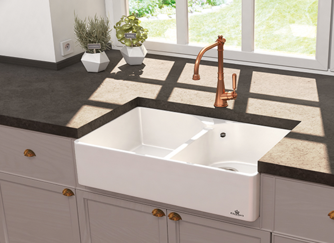 imagen fregadero cerámica doble cubeta Clotaire II