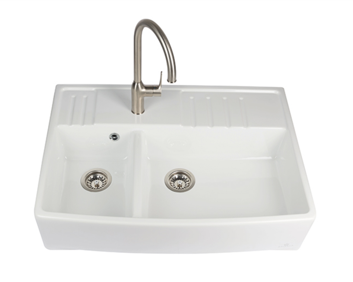 imagen fregadero cerámica dos cubetas Clotaire III estilo vintage