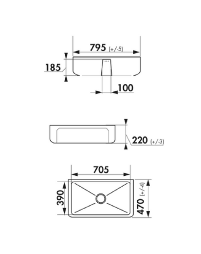 medidas fregadero mediano Henri II 