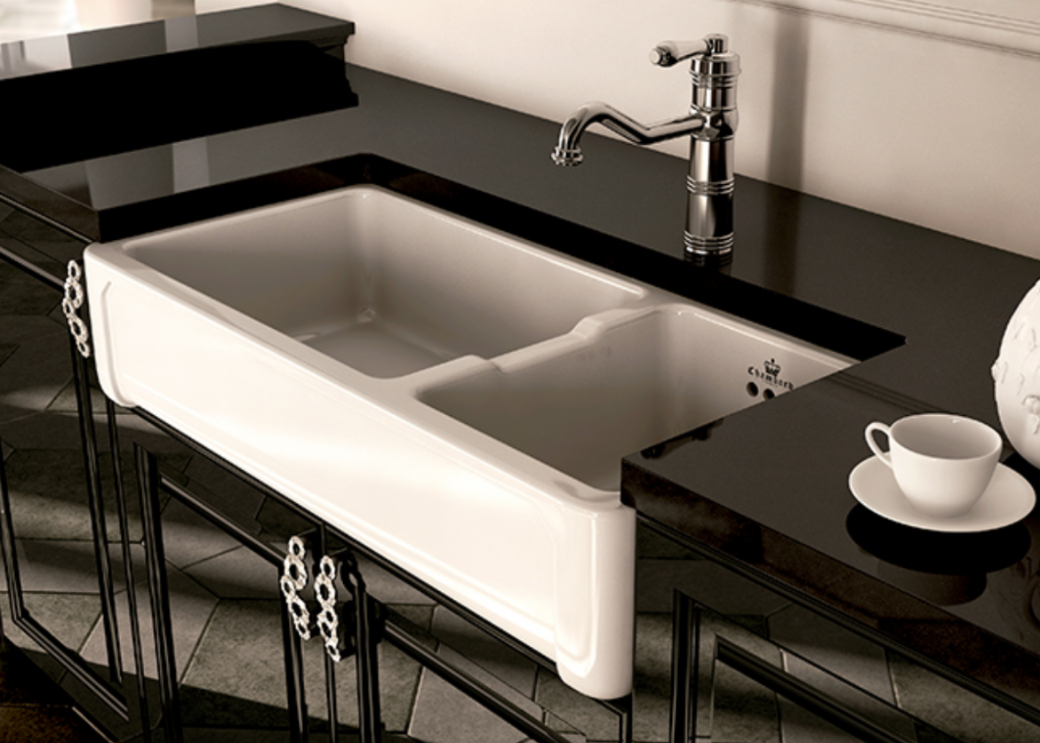 imagen fregadero grande doble cubeta Henri III estilo vintage