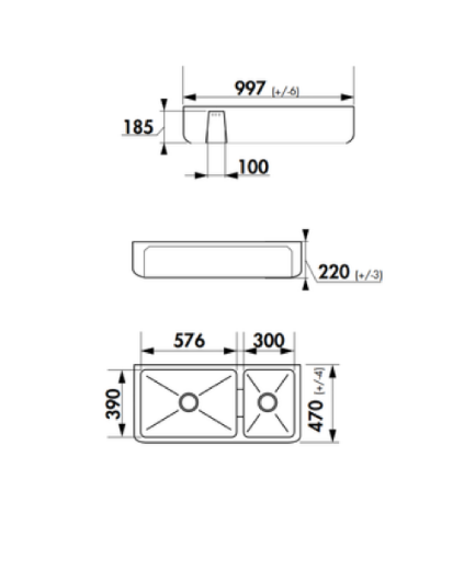 medidas fregadero grande doble cubeta Henri III estilo vintage