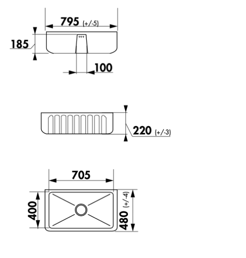 vista fregadero frente rayado Louis II estilo vintage