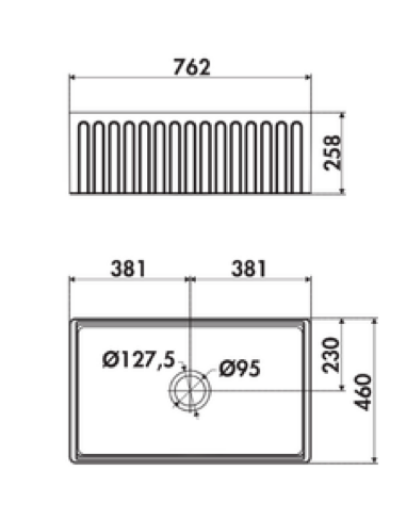 medidas fregadero cerámica Louis I le Grand con rejilla y tabla cortar estilo vintage