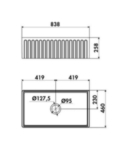 medidas fregadero cerámica estilo vintage Louis II le Grand con rejilla y tabla de cortar
