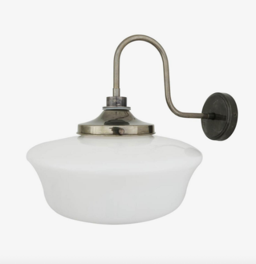 imagen aplique Anath Schoolhouse cuello de cisne de Mullan Lighting en plata envejecida