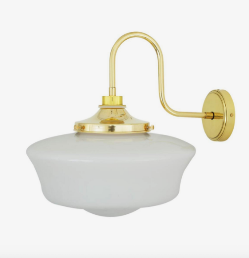 imagen aplique Anath Schoolhouse cuello de cisne de Mullan Lighting en latón pulido