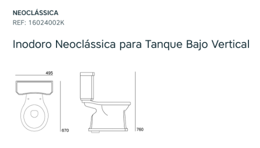 medidas wc tanque bajo Neoclassic salida vertical 