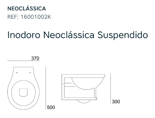medidas inodoro suspendido Neoclassic 